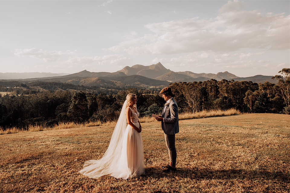 Byron Bay Helicopter Elopements - Hitched In Paradise - Midginbil Hill Wedding Vows