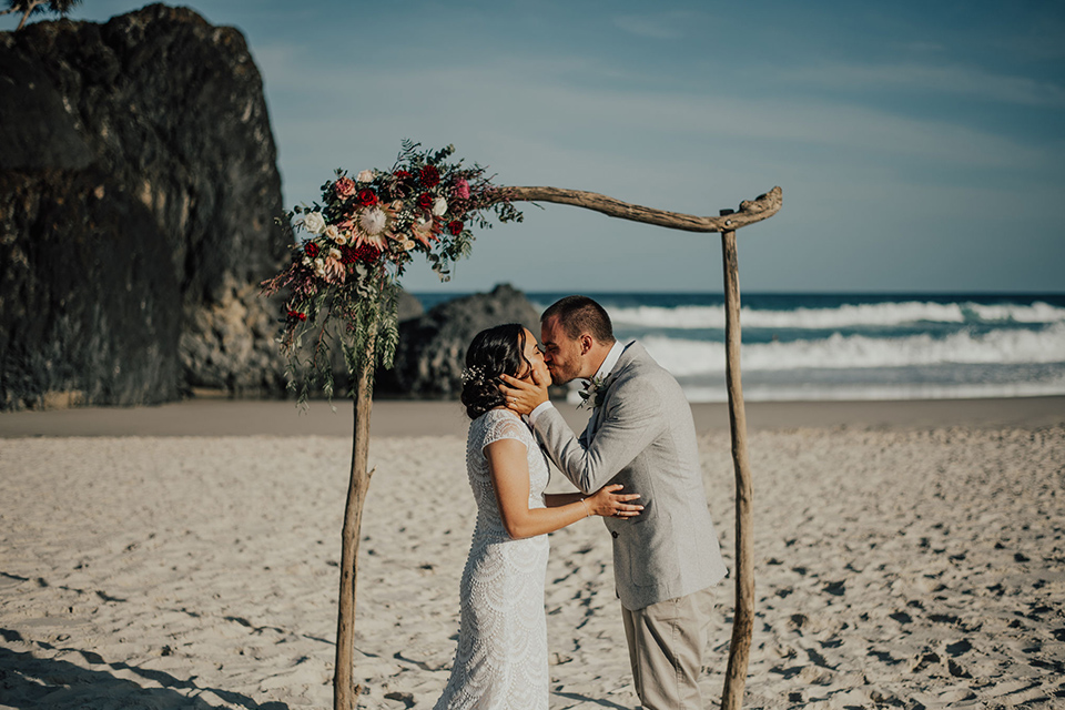 Tweed Coast Beach Wedding Kiss